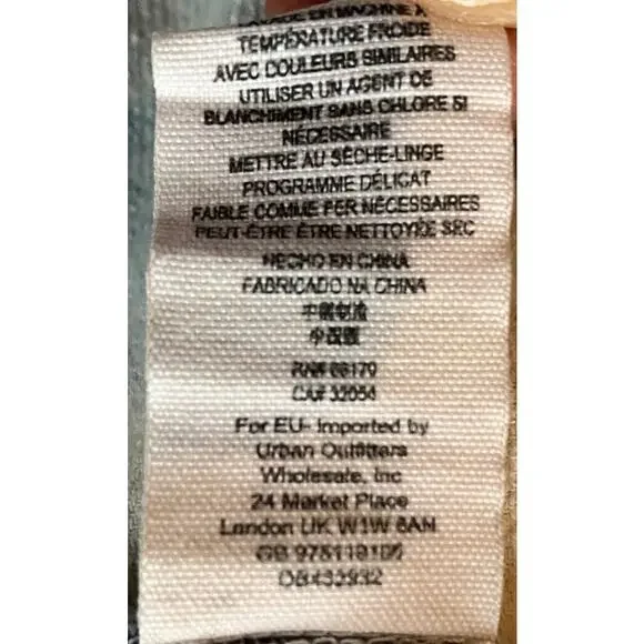 Free‎ People Plaid Button Down Shirt Blue Tan Distressed Wash M Medium Boho - Picture 5 of 10